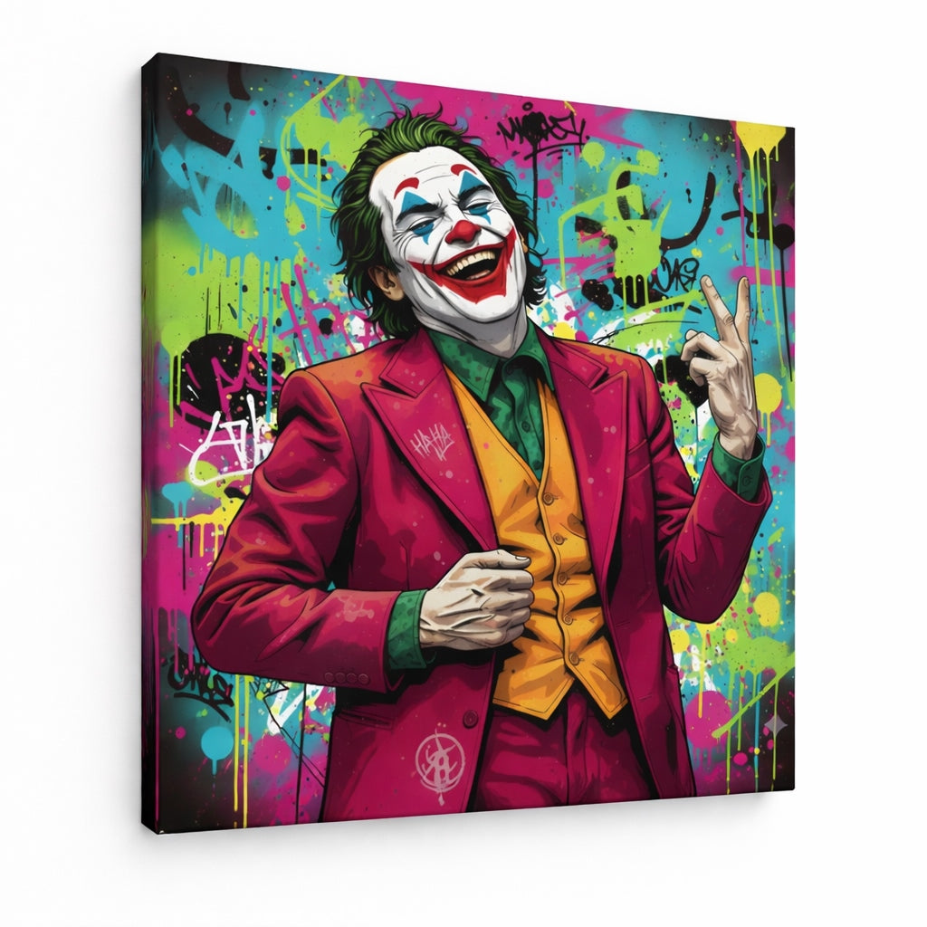 Tableau personnage Joker style comics street art
