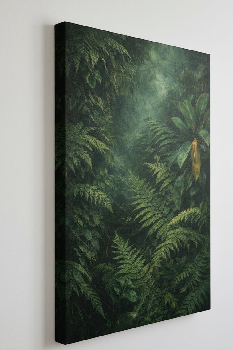 Profil toile jungle verte profonde ambiance forêt tropicale contemporaine
