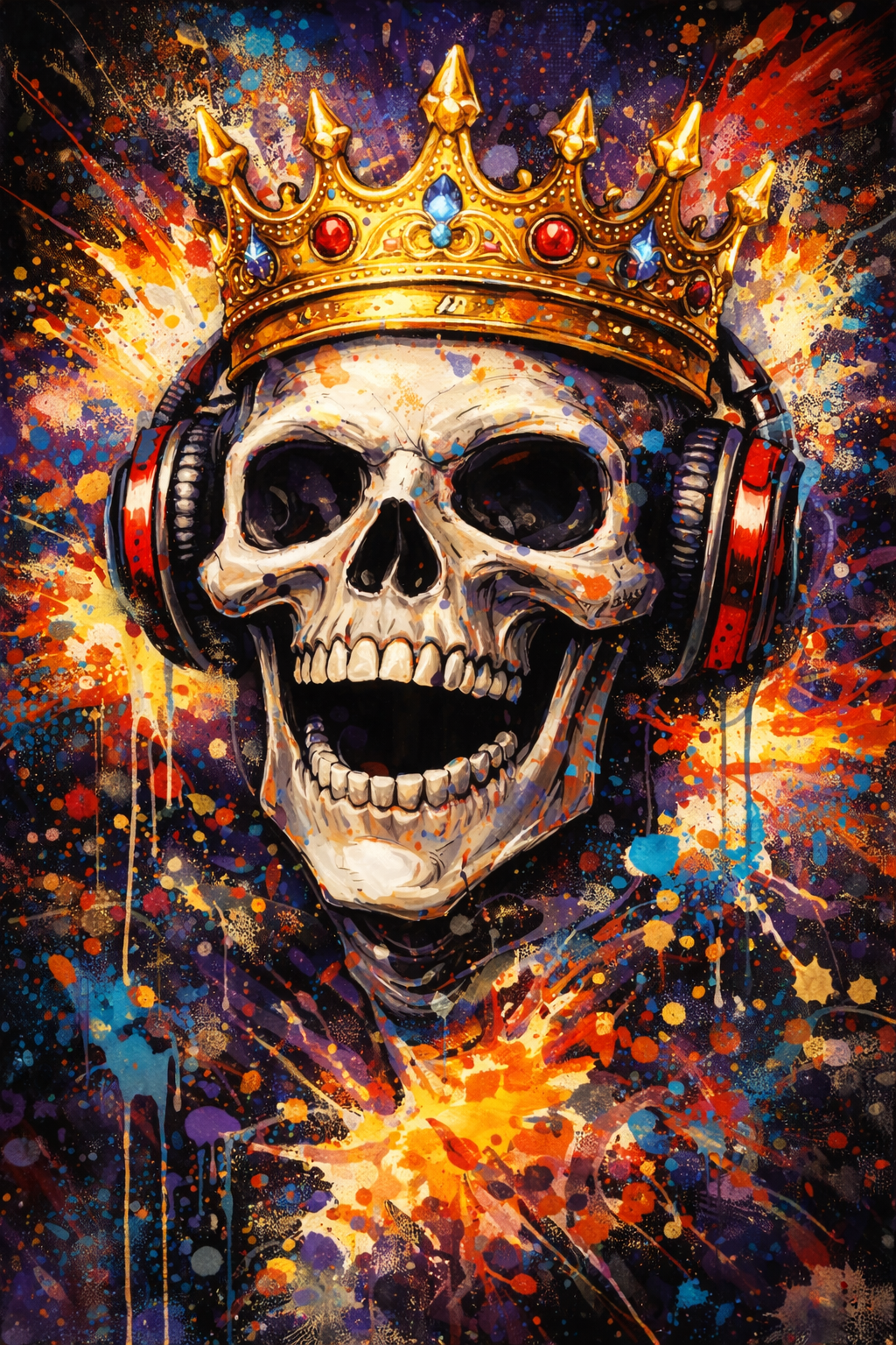 Tableau pop art skull vue de face
