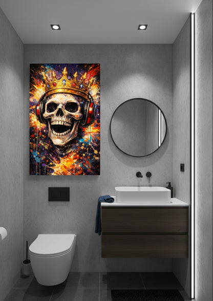 Tableau pop art skull en situation décorative
