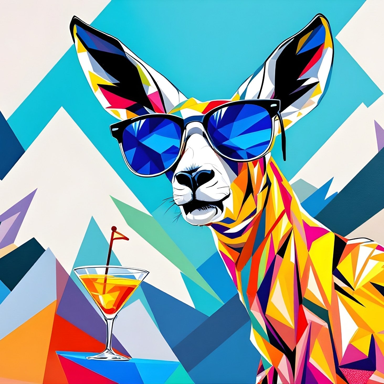 Tableau animal revisité lama design coloré
