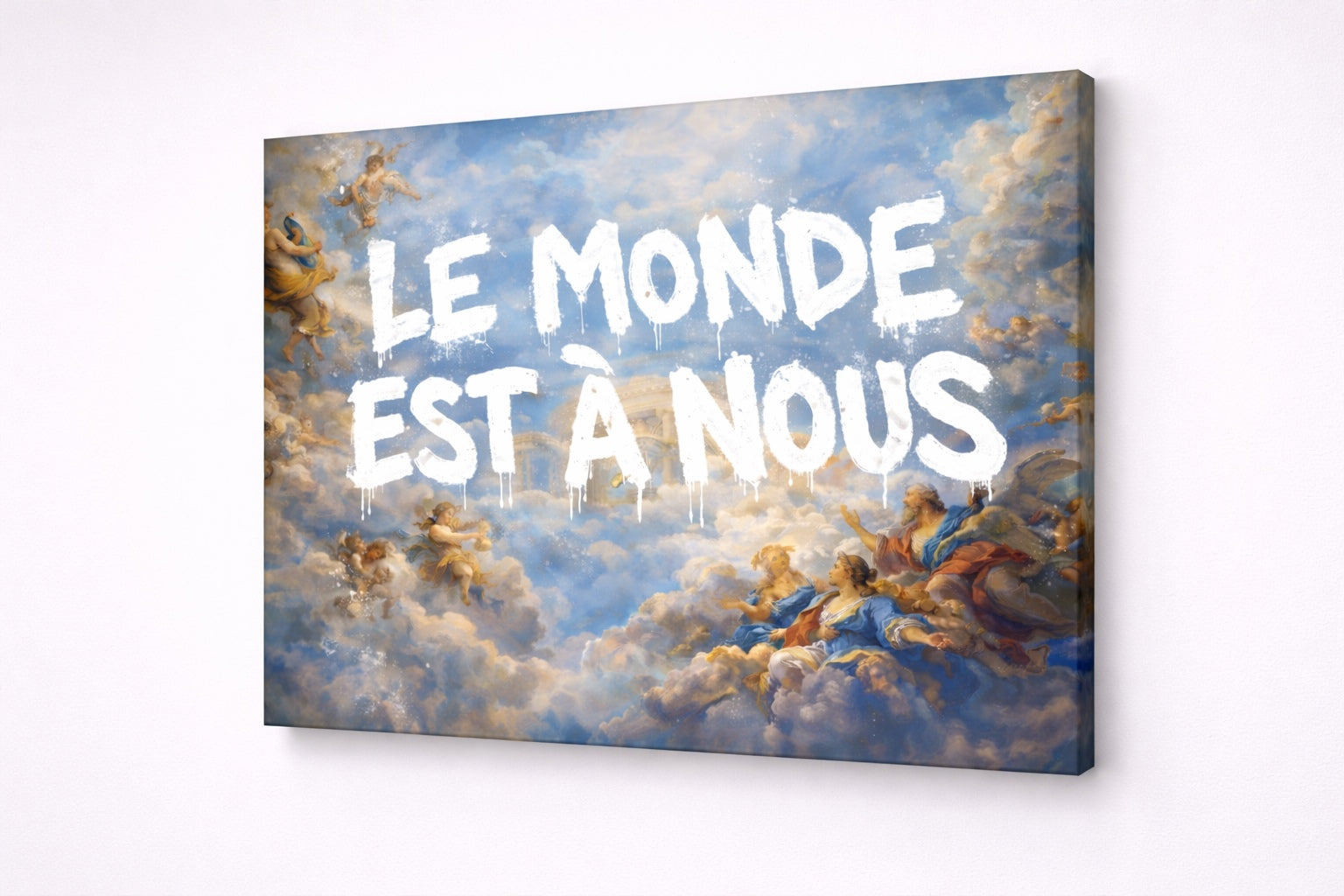 Vue de profil toile tableau Le Monde est à nous impression artistique sur châssis
