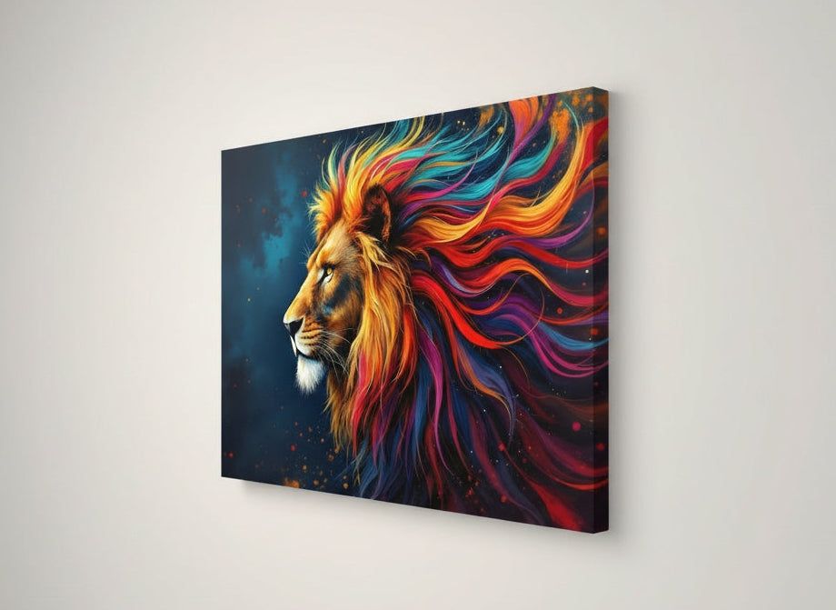 Tableau lion art contemporain
