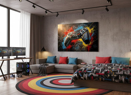 Tableau objet iconique gaming, art mural contemporain
