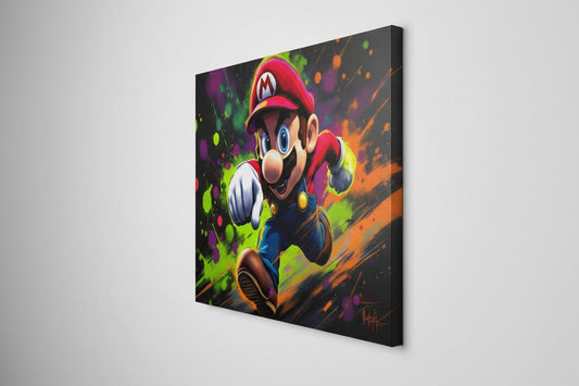Tableau personnage Super Mario style street art gaming
