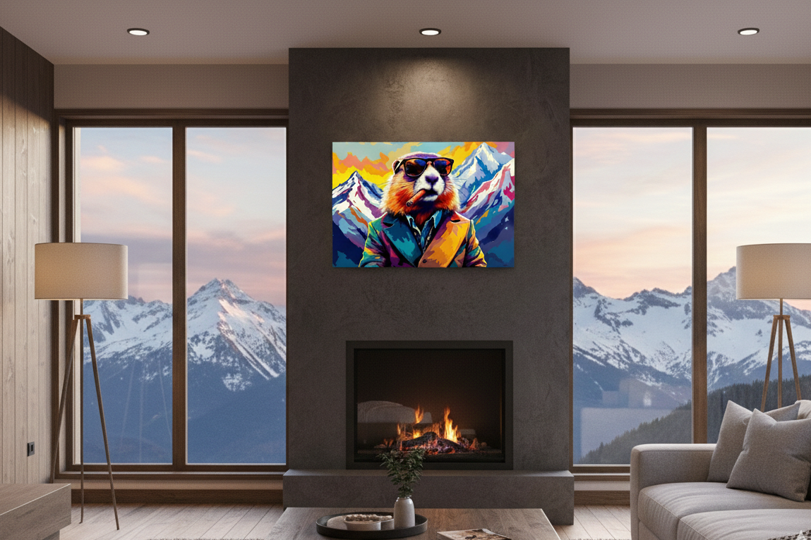 Art mural marmotte inspiration montagne
