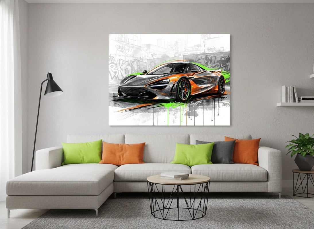 Tableau McLaren 720S street art en décoration murale contemporaine

