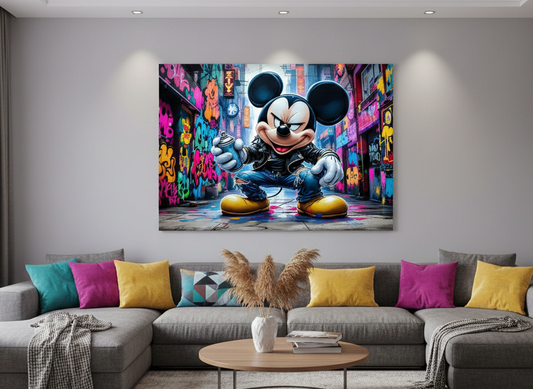 Tableau street art de Mickey personnage célèbre
