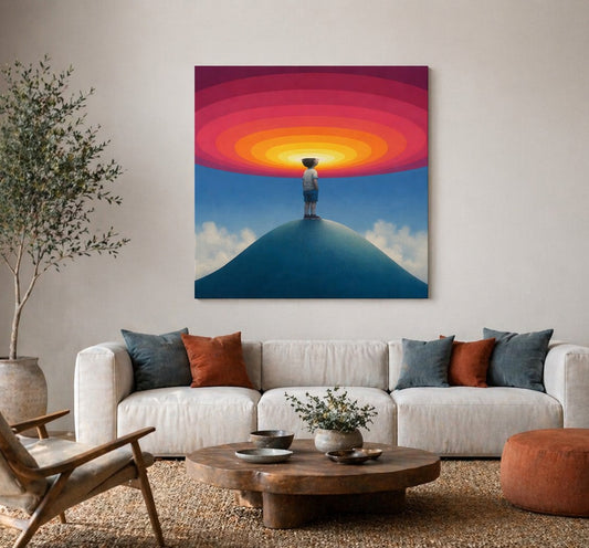 Tableau design surréaliste moderne dégradé lumineux horizon minimaliste décoration murale contemporaine
