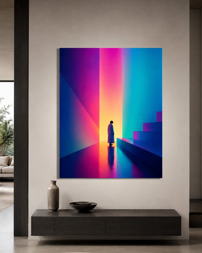 Tableau minimaliste contemporain dans un intérieur design, création exclusive Iconik-Art
