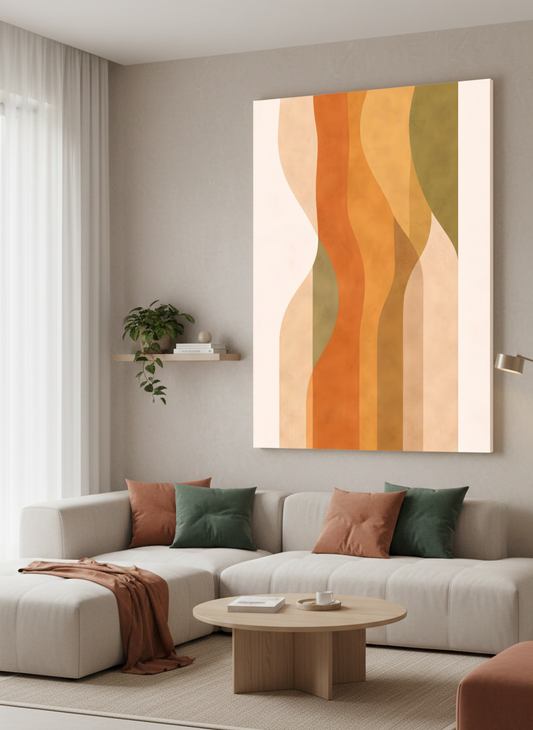 Tableau minimaliste dans intérieur contemporain
