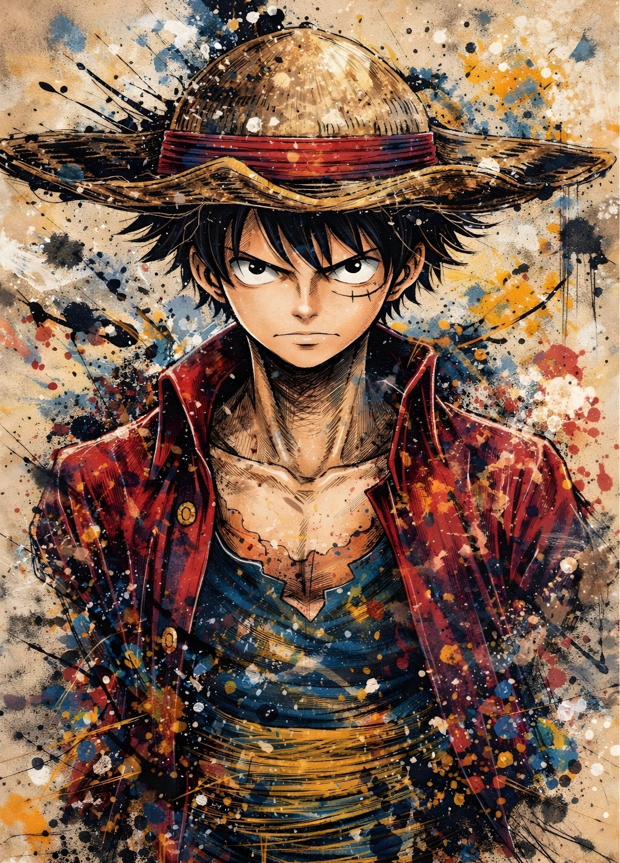 Tableau manga Monkey D Luffy portrait artistique One Piece
