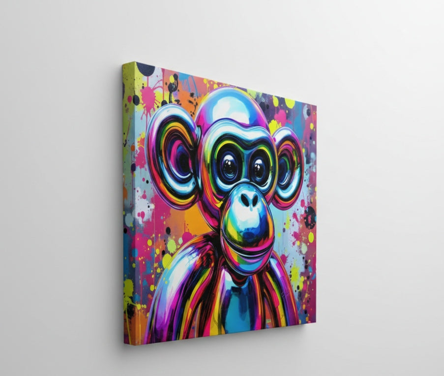 Tableau pop art singe sur toile vue de profil
