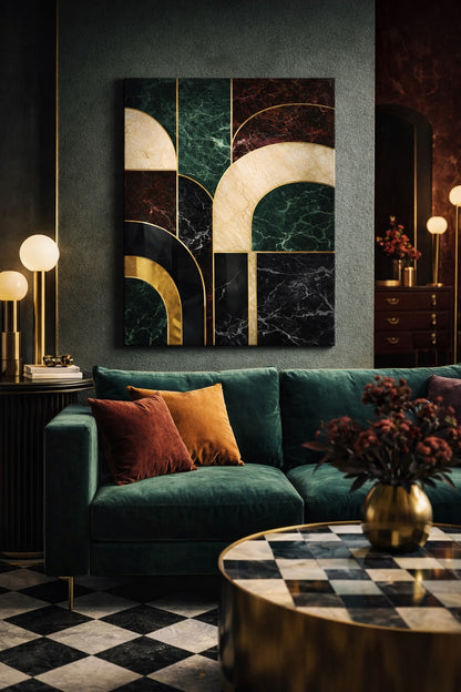 Tableau art déco moderne en situation décorative
