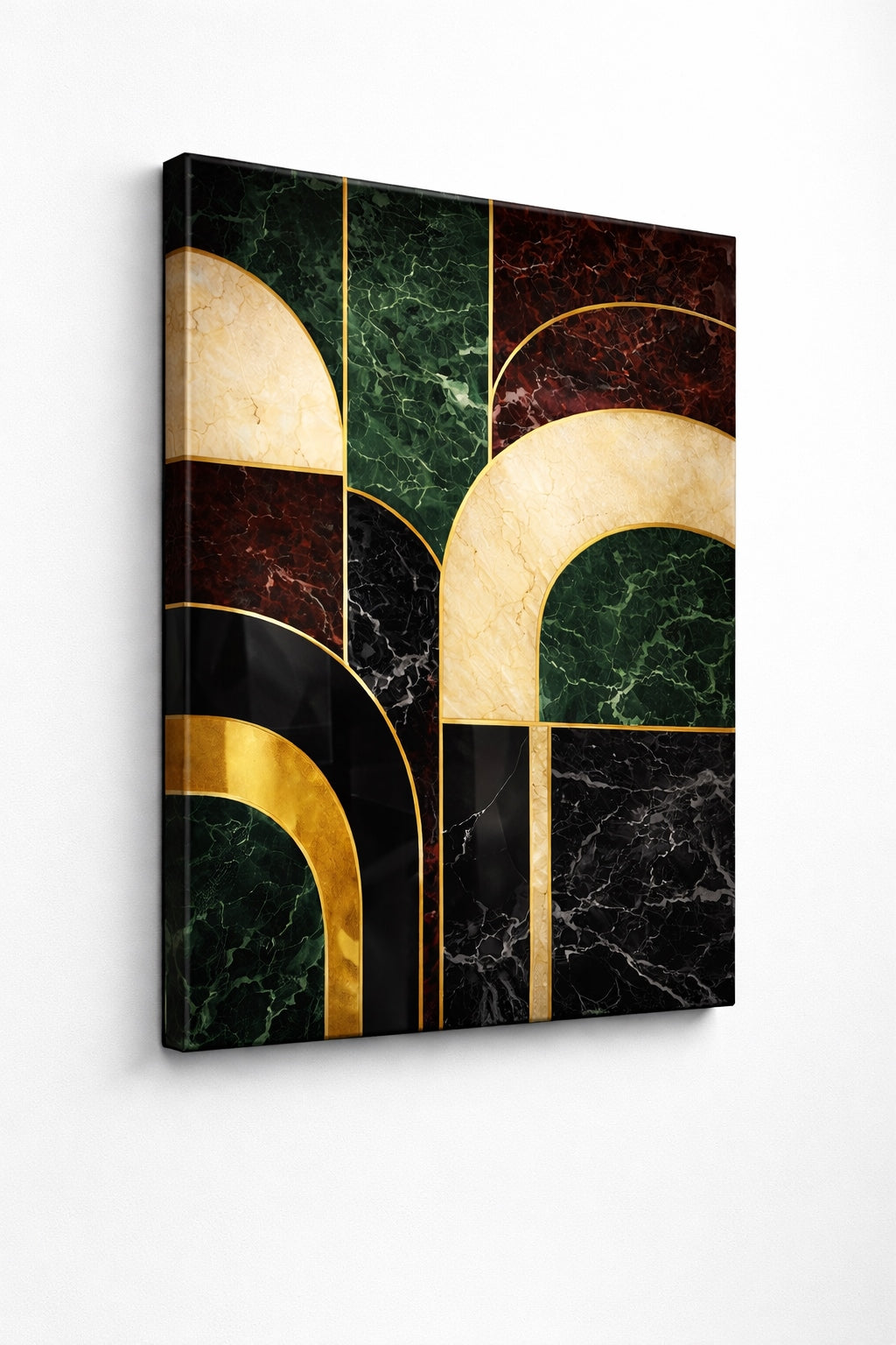 Tableau abstrait art déco sur toile vue de profil
