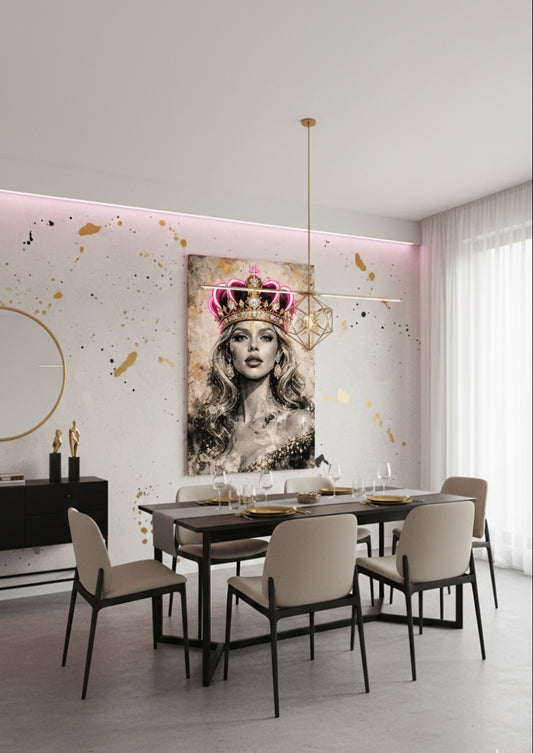 Tableau portrait pop art en situation décorative
