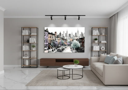 Tableau New York en situation dans un intérieur contemporain
