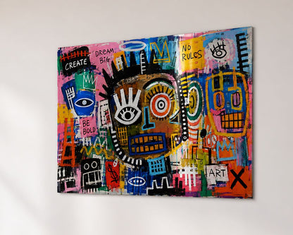 Tableau No Rules aux influences street art présenté en version aluminium
