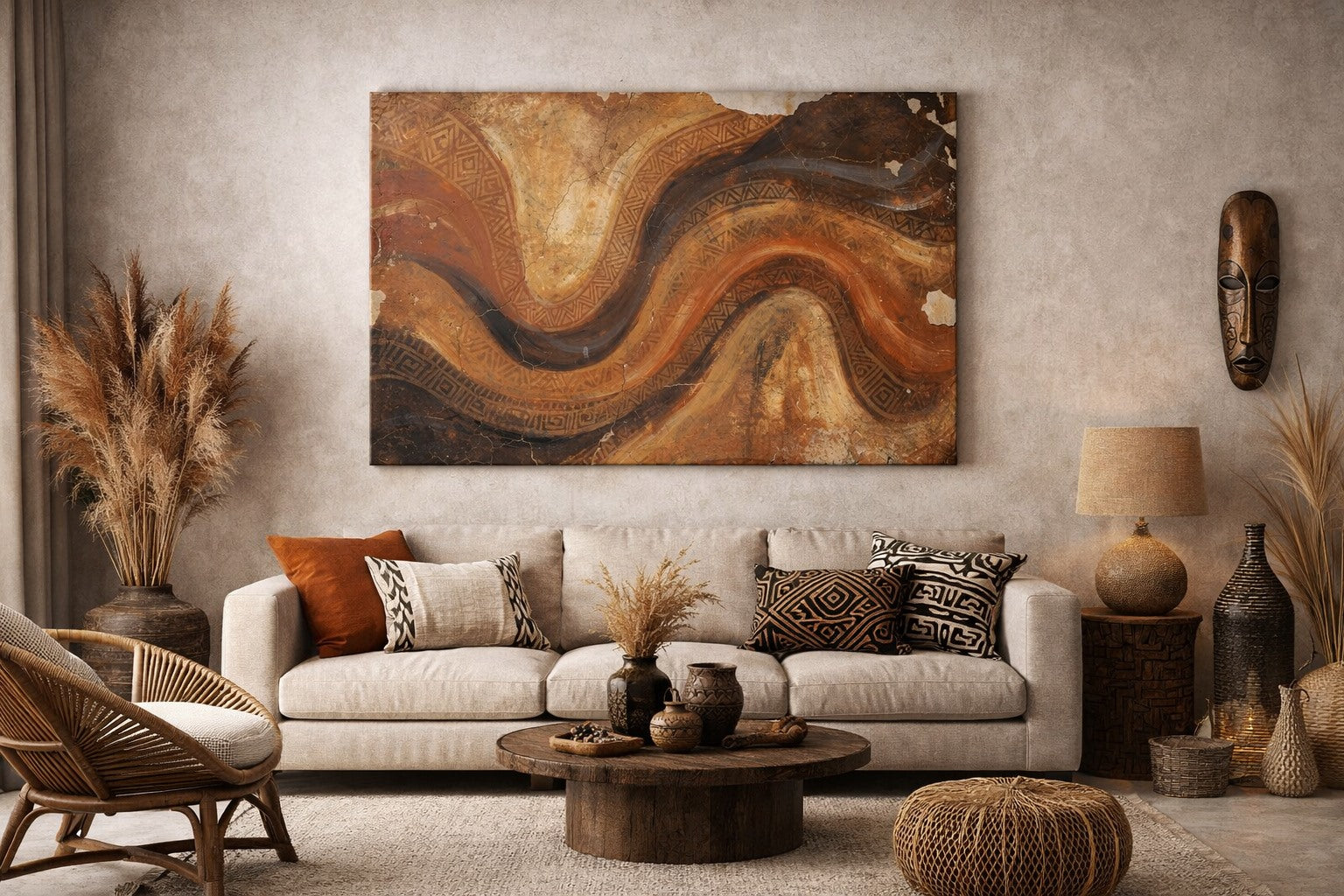 Détails de motifs tribaux et effets de matière
