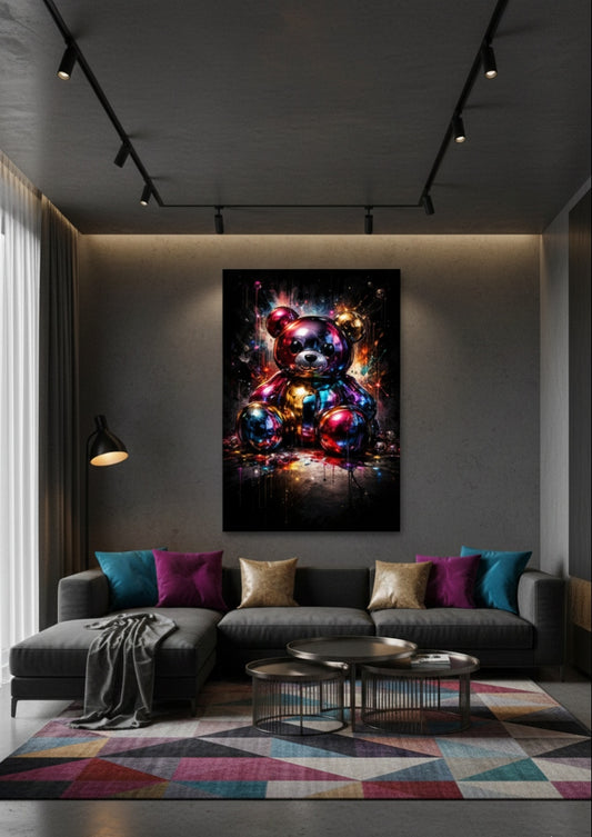 Ours pop art chromé dans un intérieur moderne
