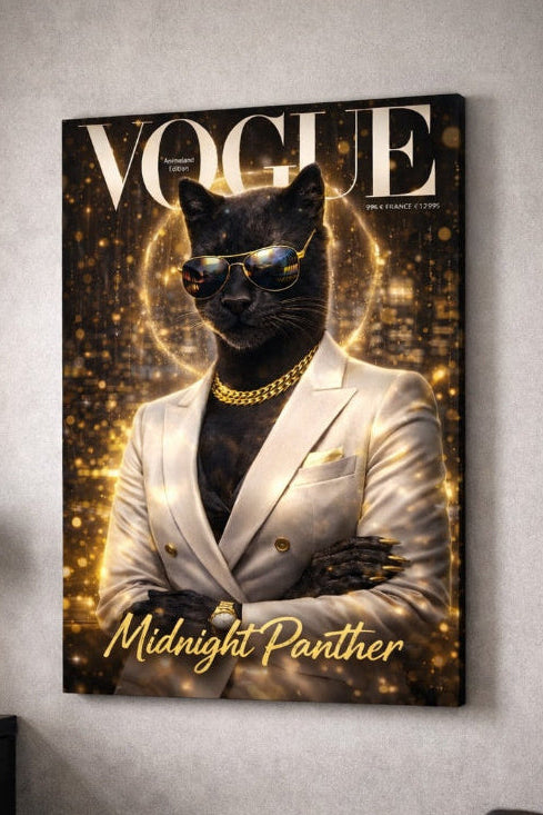 Tableau mural panthère élégante pour salon contemporain design
