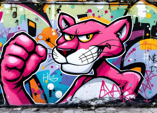 Panthère rose street art pop graphique
