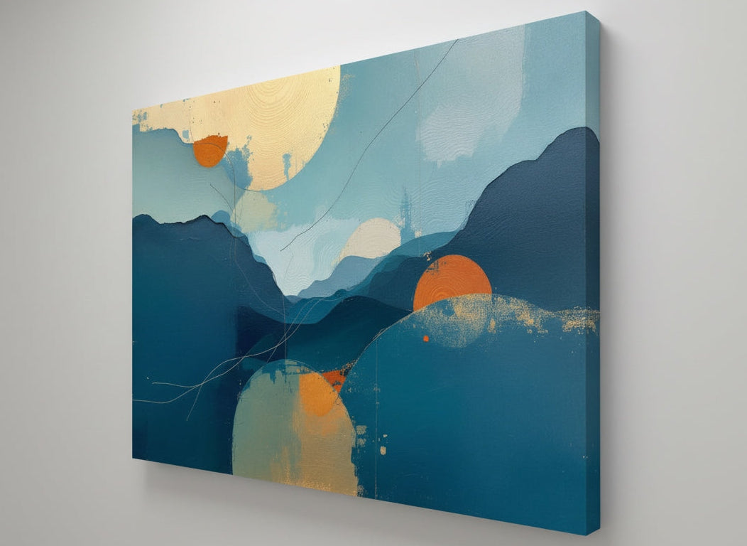 Vue de profil de la toile abstraite paysage bleu sur châssis impression haute définition
