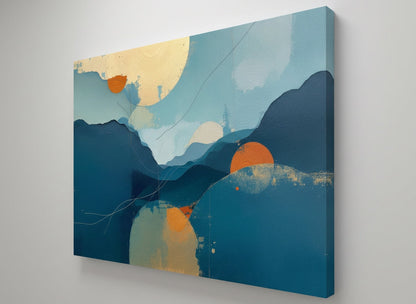 Vue de profil de la toile abstraite paysage bleu sur châssis impression haute définition
