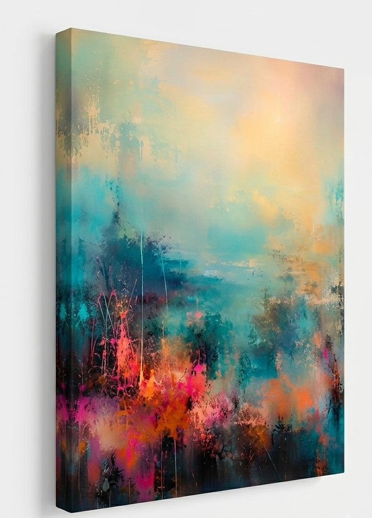 Peinture abstraite lumineuse imprimée sur toile
