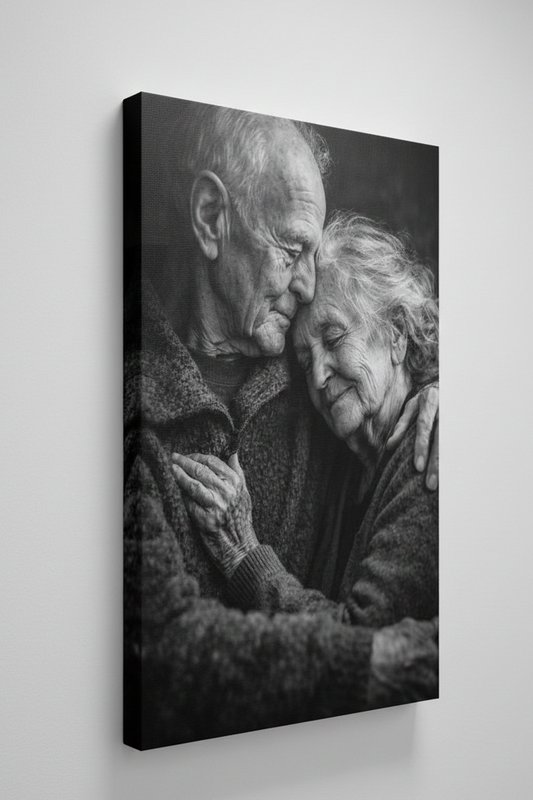 Détail des visages et des mains exprimant l’amour et le temps
