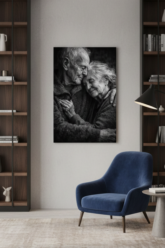 Photographie d’art noir et blanc émotionnelle en décoration murale
