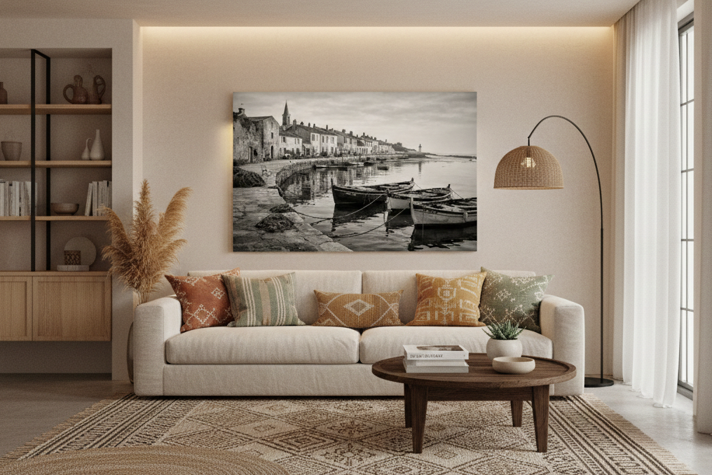 Photographie d’art noir et blanc maritime en décoration murale
