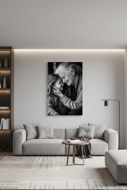 Photographie d’art noir et blanc émotionnelle en décoration murale
