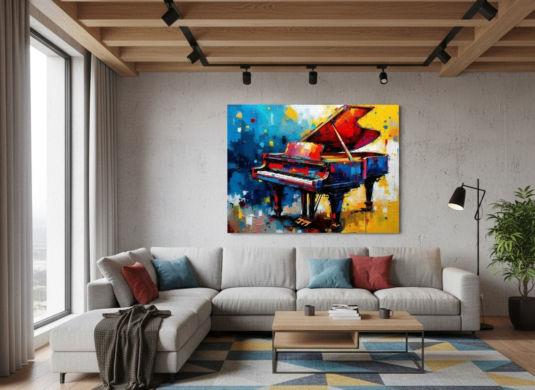 Tableau décoration murale piano artistique
