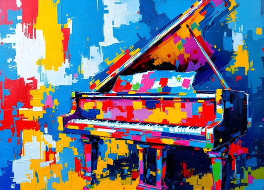 Tableau piano coloré moderne style pop art, objet iconique revisité, création exclusive Iconik Art

