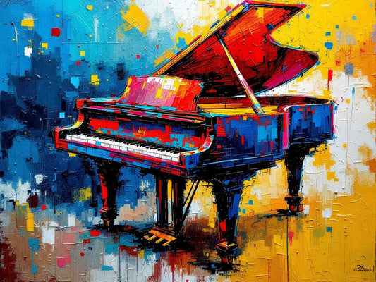 Piano iconique revisité en art contemporain
