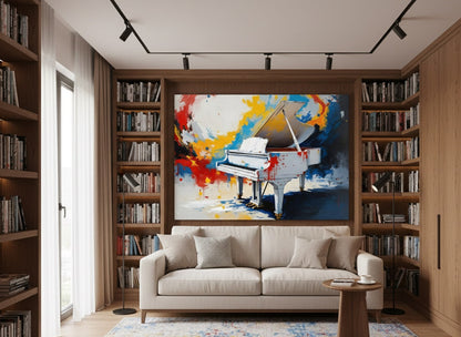 Tableau piano contemporain en situation intérieure
