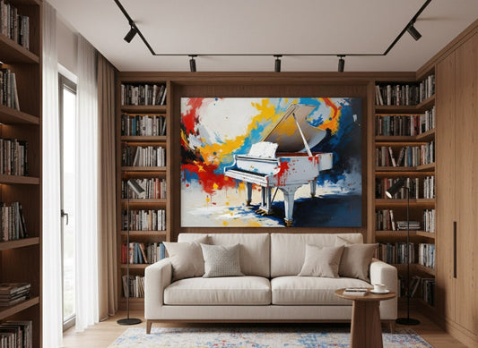 Tableau piano contemporain en situation intérieure
