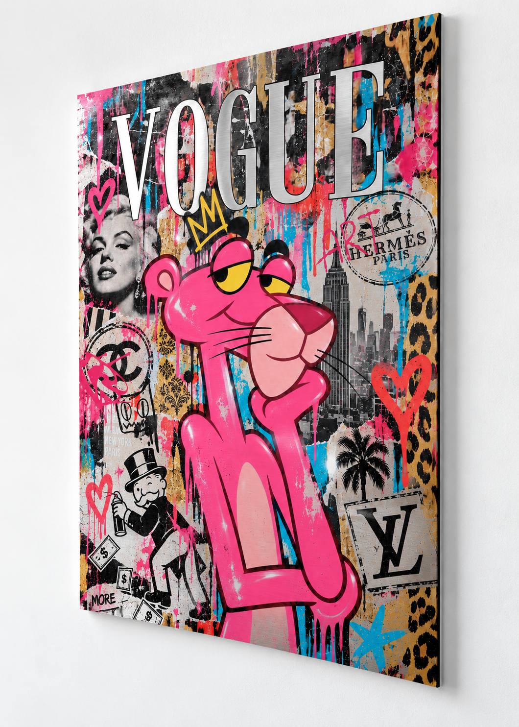 Tableau Pink Attitude Panthère Rose imprimé sur aluminium
