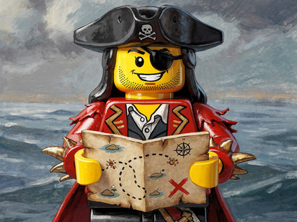 Tableau moderne pirate brique iconique style pop art décor mural contemporain texturé
