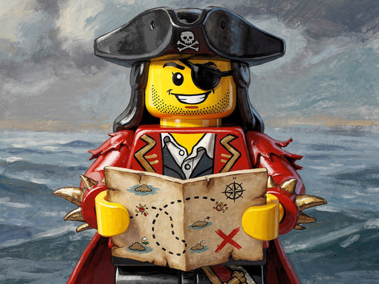 Tableau moderne pirate brique iconique style pop art décor mural contemporain texturé
