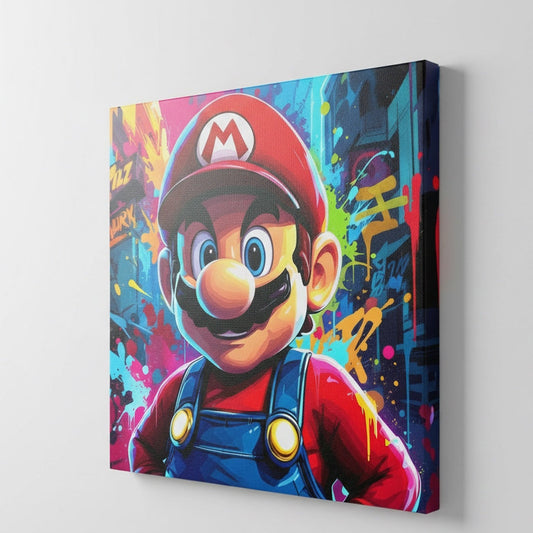 Tableau contemporain design ambiance street art néon univers jeu vidéo
