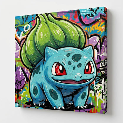 Tableau mural Bulbizarre style street art coloré
