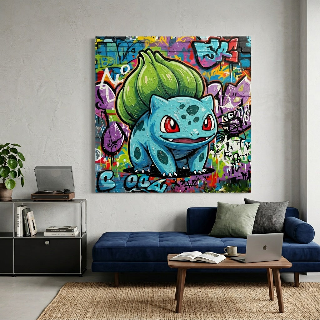 Tableau Bulbizarre décoration murale Pokémon street art
