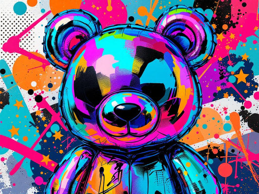 Tableau pop art ours coloré
