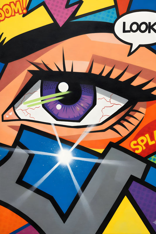 Tableau pop art oeil graphique vue de face
