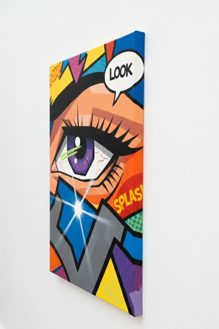 Toile pop art vue de profil sur chassis entoile
