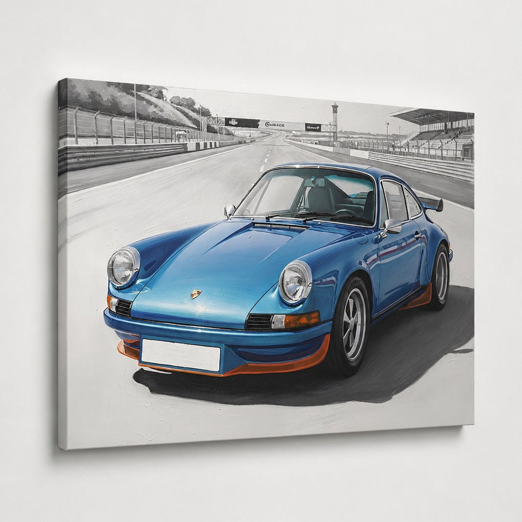 Vue de profil mettant en valeur les lignes emblématiques et la qualité d'impression de la Porsche 911 Carrera RS 2.7
