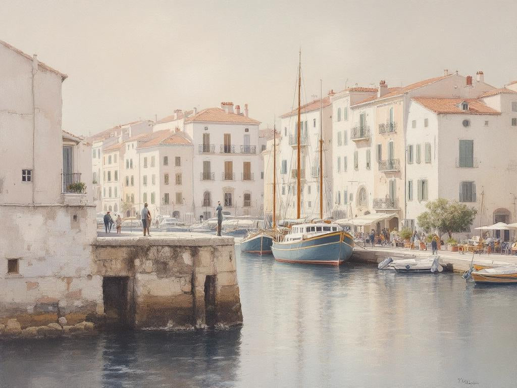Tableau port  de Marseille avec un décor bord de mer
