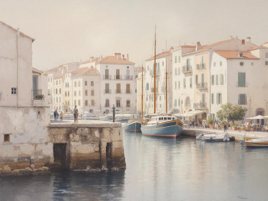 Tableau port  de Marseille avec un décor bord de mer
